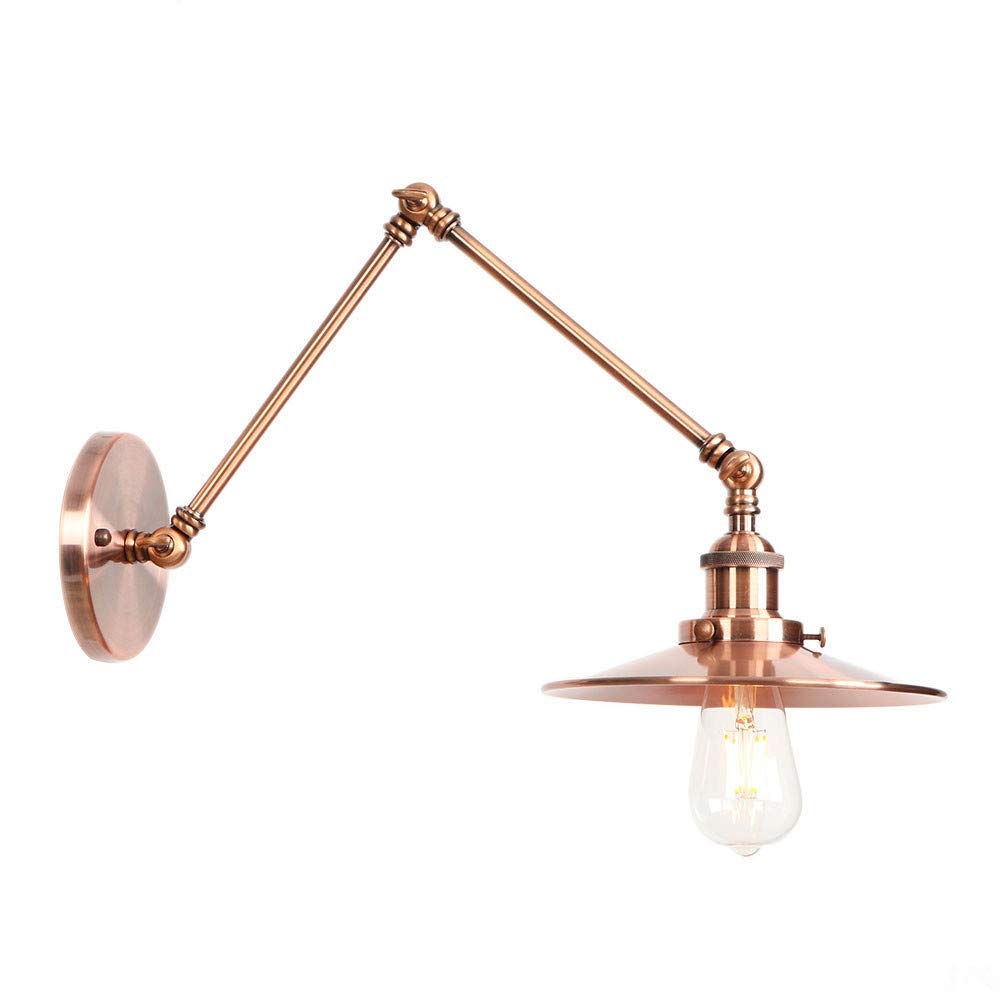 MESOVFCA Vintage Industrial Wall Sconce - Adjustable Metal Lamp Telescopic Shade for Home, Restaurant, and Club (Blue)(Green)