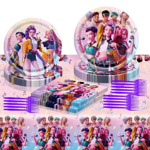 51 unidades conjunto de louça para festa de aniversário, 20 pratos, 20 guardanapos e 1 toalha de mesa ecc, decoração de mesa para festas infantis e aniversários temáticos