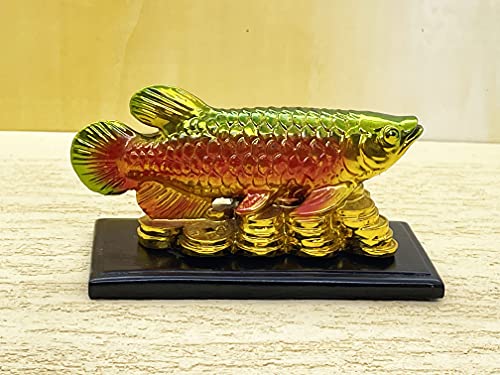 Image of Fengshui Exclusive Medium Size Polyresin Multicolor Arowana Fish Showpiece for Office Decor, Home Decoration (AF-2562)