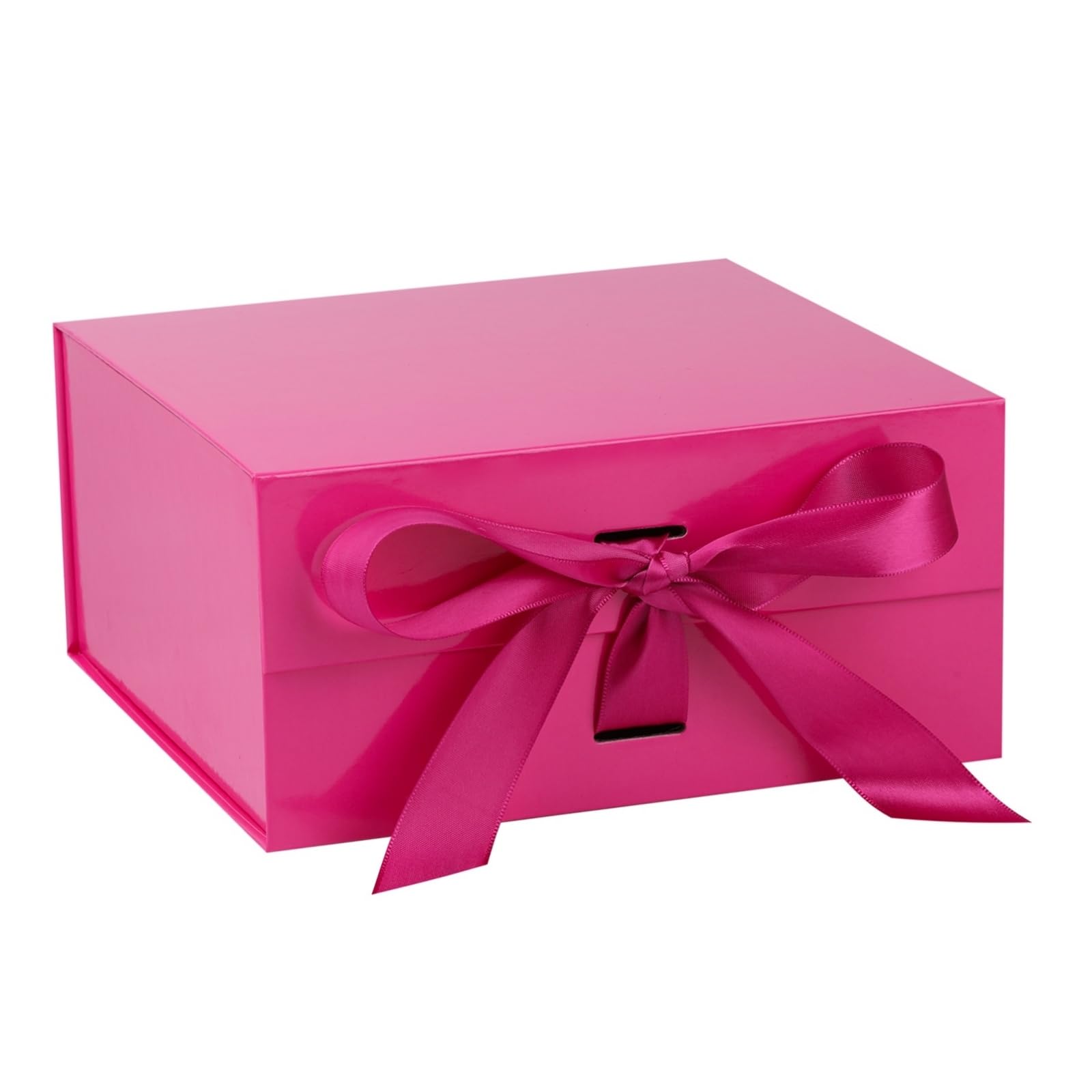 OEMVALATY Bright Pink Gift Box,10x10x5 Inches Gift Boxes with Lids for Presents with Magnetic Closure and Ribbon for Wedding,Storage,Birthday