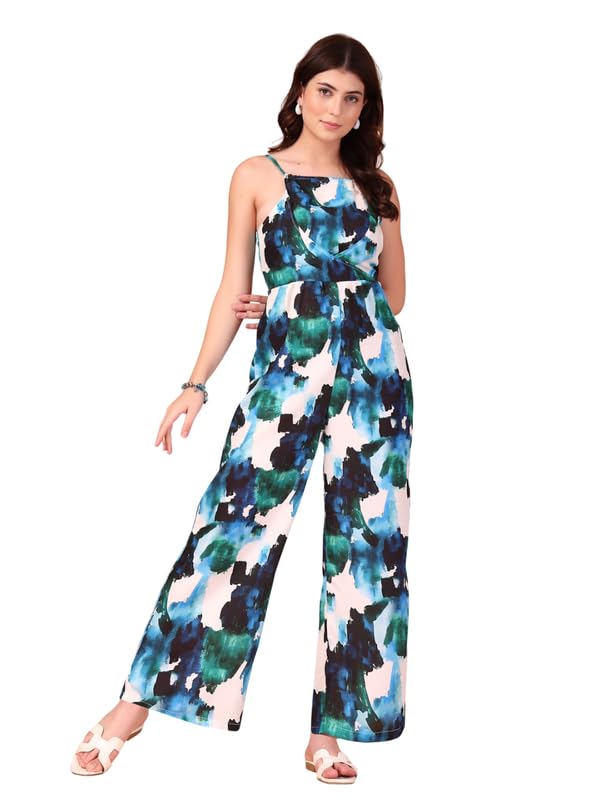 Premium Women's Abstract Print Jumpsuit with sleeveless Design and Adjustable Shoulder Straps for Casual Outings, Travel, Parties-image-16