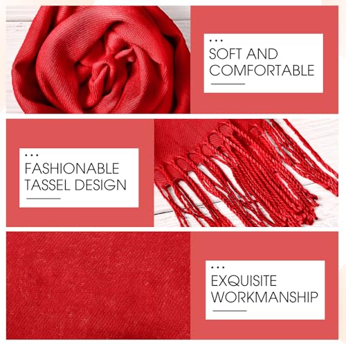 Suhine 8 Pcs Blanket Scarf Bulk Warm Soft Pashmina Shawl Winter Long Scarf with Tassel Edge for Women Men3