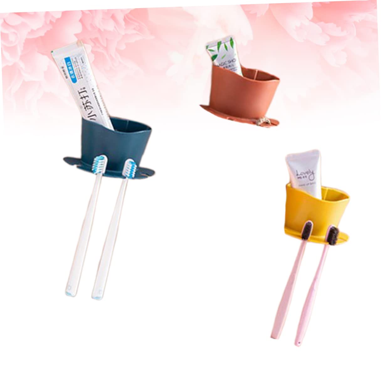Cabilock 9piezas Soporte De Cepillos De Dientes y Afeitadoras Sin Perforaciones Organizador De Baño Multifuncional Estante De Pared De Naranja Azul Oscuro
