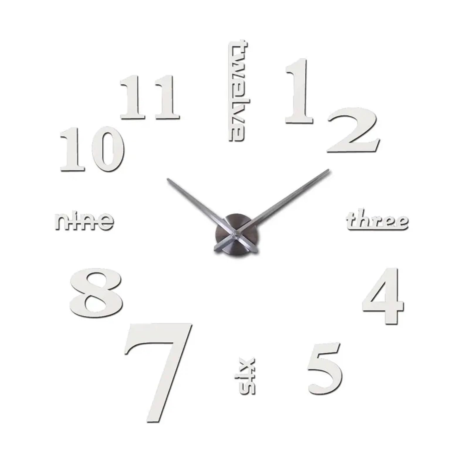 VFDVSWZSA Stylish wall clock, Mirror Wall Clock 3d Big Quartz Watch Clocks Living Room Home Decoration Stickers(White,37inch)