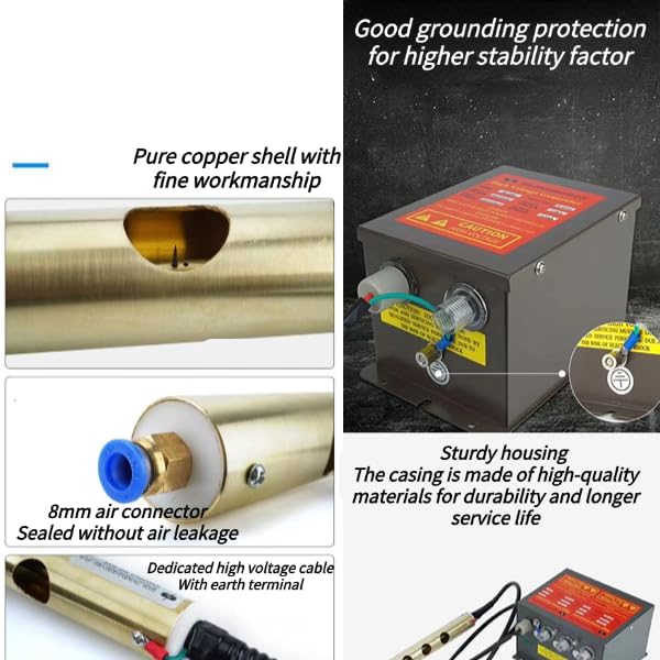 Image of Ionizing Air Bar, High Efficiency Static Elimination Rod with 5.6KV Output Fast Neutralizing Air Ionizer for Industrial Workshops Steel Copper 300mm 1 Pack