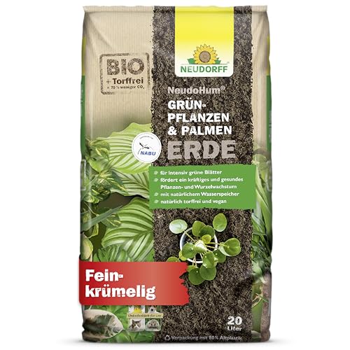 Neudorff NeudoHum Grünpflanzen und Palmenerde 20 Liter - Torffreie Bio Erde für Palmen vorgedüngt - Monstera Erde ohne Torf fördert gesunde Zimmerpflanzen und grüne Blätter