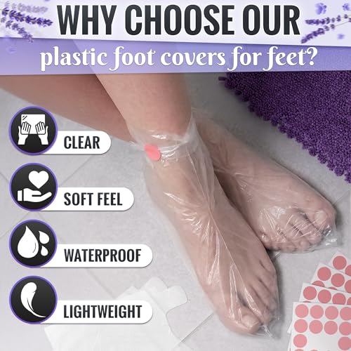 Image of 200PCS Foot Cover - Paraffin Bath Liners for Pedicure Transparent Therapy Boot Feet Protectors Covers for Women Sock for Hot Wax Spa Treatment Booties Bag for Paraffin Machine Care Accessories