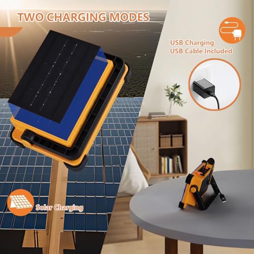 image for YXQUA 120W Solar Rechargeable Work Light, 144 LED 10000LM Portable Flo