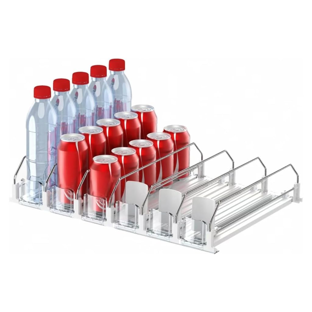 Juego de 6 dispensadores de latas de bebidas carbonatadas de carga automática, plan de barandilla doble de ancho modificable