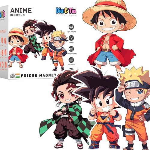Image of Dia & Tia Fridge Magnets, Anime - Heroes - B, Handmade in India | Premium, For Office, Kitchen, Refrigerators, Magnetic Boards, Motivational Quotes, Indian Culture, Gamers, Cute Cartoons