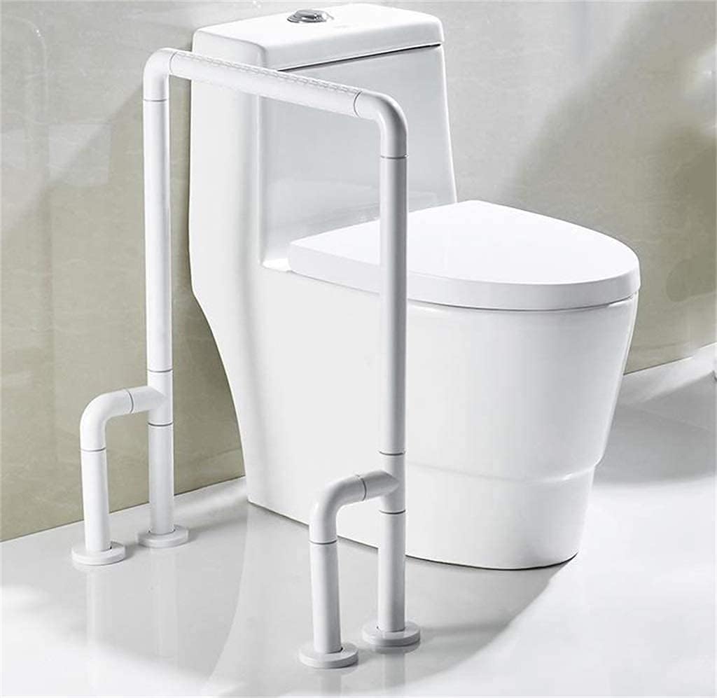 Floor-Standing Toilet Rails, Stainless Steel Frame Support Grab Bar, Home Bathroom Handicap Nylon Non-Slip Handle, Shower Balance Bar Assist Grip (Color : White, Size : 54x72cm)