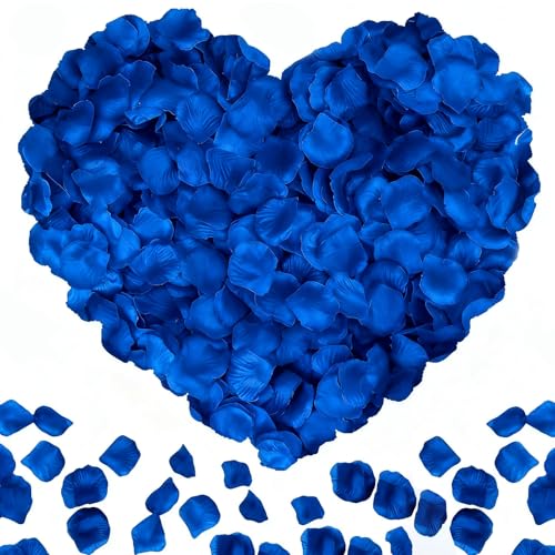 Titelogic 2200PCS Artificial Flower Petals Fake Rose Petals for Romantic Night Wedding Proposal Anniversary Flower Decorations (Dark Blue)