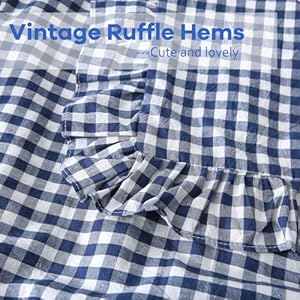 2 pack navy blue white plaid ruffle euro shams pillow covers 26×26 inches 100 cotton gingham checkered farmhouse shabby pillowcases for bedsofa 26×26 inches navy bluewhite plaid  urban country home decor