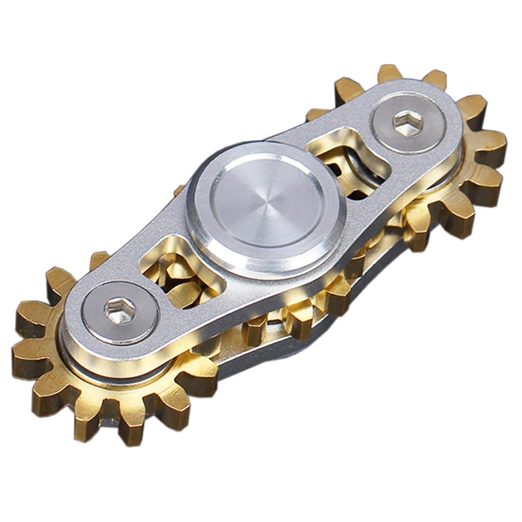 Photo 1 of Pure Brass Fidget Spinner Gears Linkage Fidget Metal DIY Hand Spinner Spins Long Time EDC Focus Meditation Break Bad Habits ADHD with Multiple Premium Bearings (Spinner 3 Gears White)