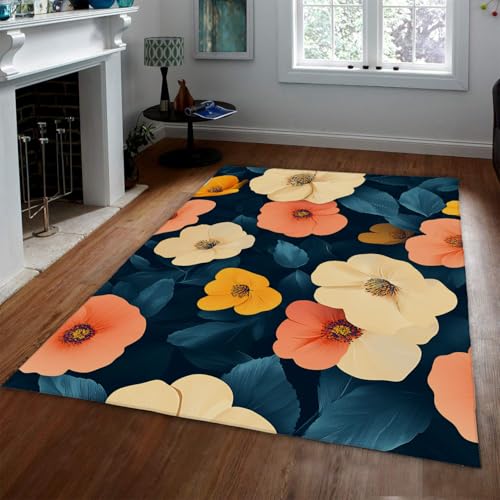 Tapis de chambre style ferme moderne déco fleurie 160x200 - 3