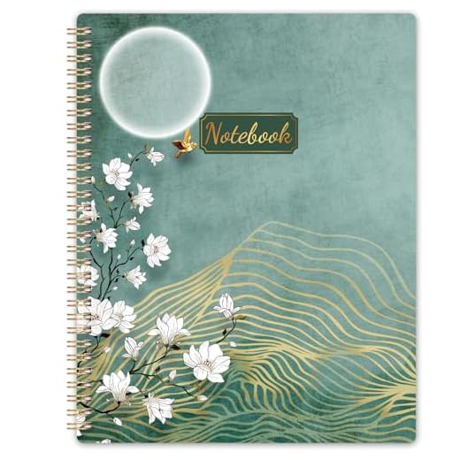 Spiral Notebook/Journal - Notebook, 8.5" x 11", Notebooks Journal for Work, 160 Pages, Journals for Women, Notebooks College Ruled Journals for Writing, with Premium Paper & Back Pocket, Moon Design