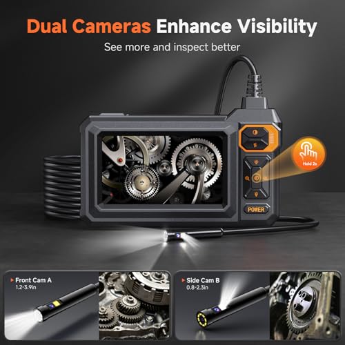 Dual Lens Endoscope Camera con Luz, Cámara de Inspección HD 1080P de 4.3" miniatura 2