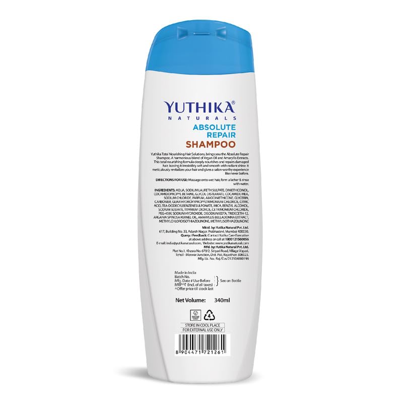 Yuthika Absolute Repair Shampoo For Damaged Hair 340ml |Total Nourishing Shampoo For Women & Men| Enriched With Argan Oil & Amaryllis Extract - Image 7