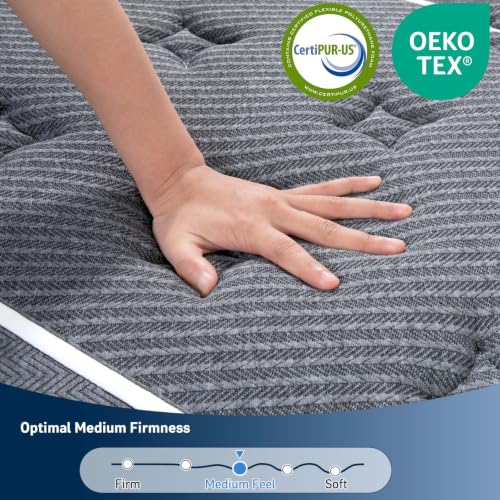 Image of King Mattress 12 Inch, Luxury Hotel-Level Hybrid Mattress in a Box, Cooling Gel Memory Foam & Upgraded Pocket Springs, Enhanced Back & Lumbar Hip Support, Back Pain Relief,Medium Firm,365-Night Trial