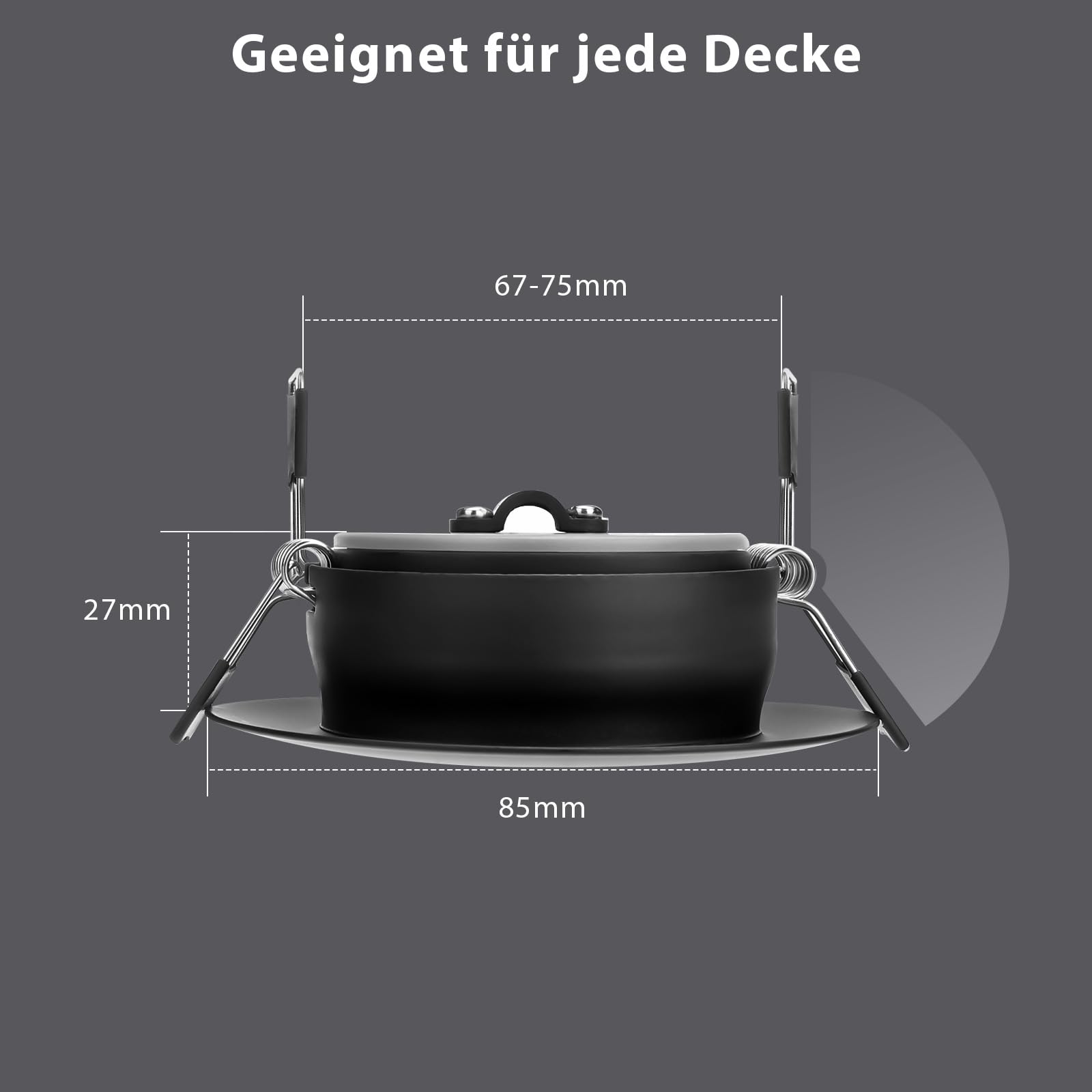 LED Einbaustrahler 230V Flach Dimmbar LED Spots 6W IP44 Bad Einbauleuchten Deckenspots Deckenstrahler,Warmweiß 3000K Schwenkbar Einbauspots für Badezimmer Küche Wohnzimmer,10er Set Schwarz-Matt