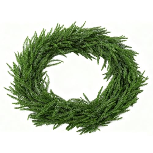 3FT Real Touch Norfolk Pine Garland Artificial Realistic Cedar Christmas Garland for Mantle Fireplace Soft Bendable Winter Garland for Wall Table Railing Christmas Decorations