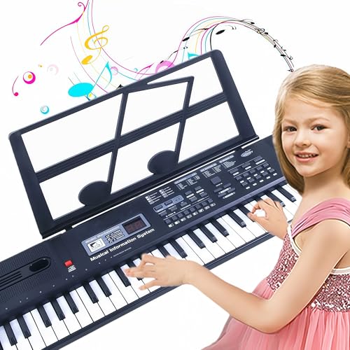 Semart piano keyboard for kids 61 key electric digital music keyboard for beginner portable piano w/LCD display microphone USB cable