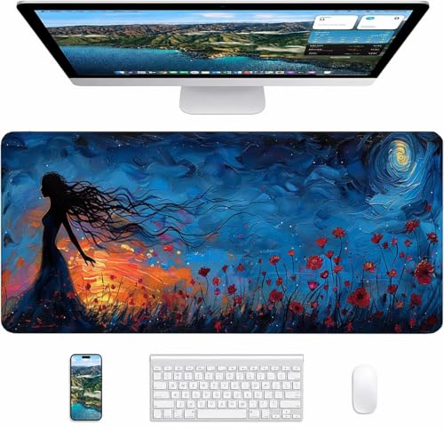 Tapis de Bureau Bleu XXL comme Accessoire Bureau et Gaming Idéal