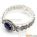 Fashion Jewelry Link Bracelet Tibetan Silver Marcasite Oval Faceted 25mmx30mmx7 Inches Semi Sapphire