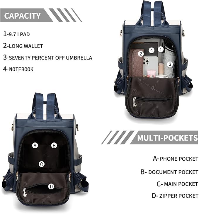 Image of MOCA Womens Girls Backpack Anti-theft Handbag Ladies Shoulder Bag School Bag Stylish Casual Daypacks Lightweight Rucksack for Outdoor Travel School Campus Shopping Bag for women Girl