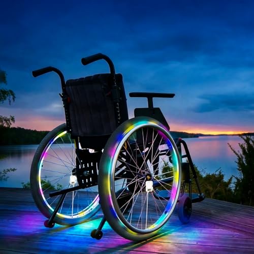 Battery-Powered Wheelchair Lights, Wheelchair LED Lights for Night Riding, Wheelchair Wheel Light, Wheelchair Decorative Light, Make Your Wheelchair Visible at Night. 2 Pack- Multicolor.