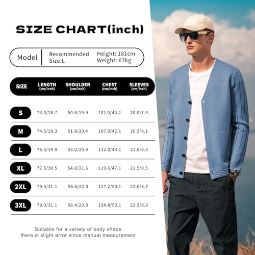 Image of Men's Cardigan Sweater Button Front V-Neck Long Sleeve Knit Sweaters