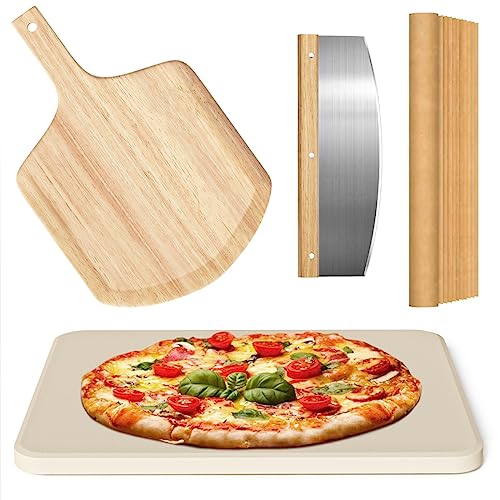 4 PCS Rectangle Pizza Stone Set, 15" Large Pizza Stone