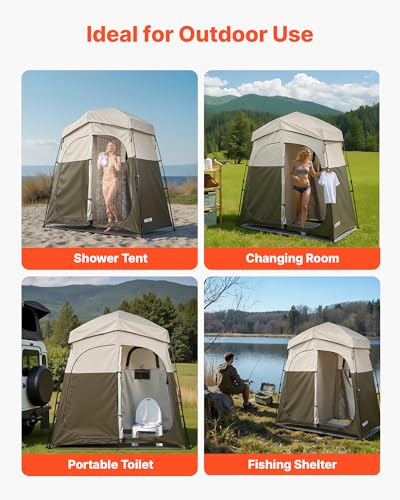VEVOR Camping Shower Tent, toldo portátil plegable de privacidad con 2 habitaciones, 150D Oxford con recubrimiento plateado, para camping, playa y pesca miniatura 6