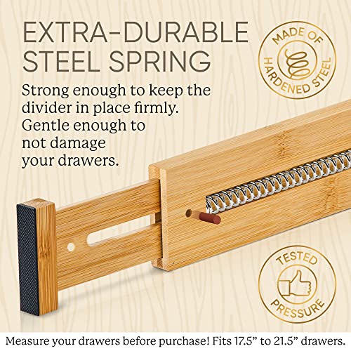 Night Tree Expandable Bamboo Drawer Dividers – Spring-Loaded Wooden Organizers for Clothes, Kitchen Utensils, Bathroom, and Dresser Drawers (17.5" to 21.5") - Image 6