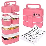 DOIOED Bento Lunch Box for Kids/Toddlers, Include Name Sticker - Leak Proof Stackable Bento Box with