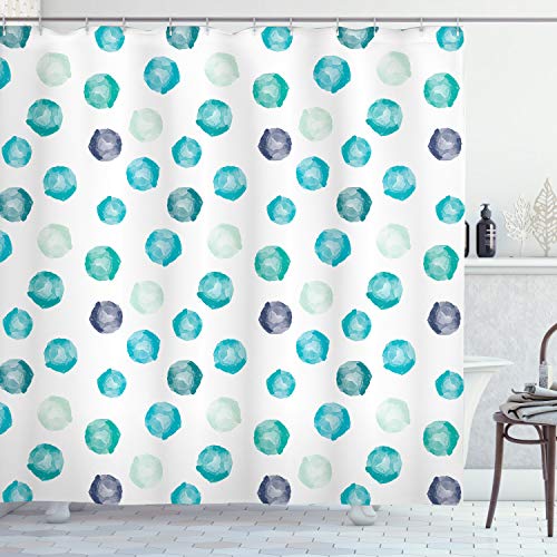 Ambesonne Aqua Shower Curtain, Hand Painted Style Round Shapes Pattern