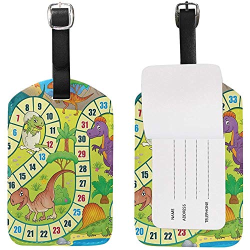 Preisvergleich Produktbild Dinosaurier-Thema Brettspiel Kinder Gepäckanhänger Pu-Leder-Taschenanhänger Reisekoffer Id-Kennung Gepäckanhänger