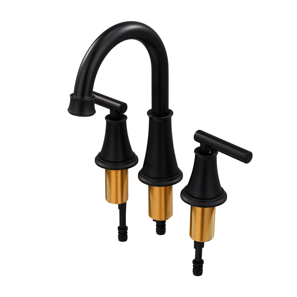 INMOZATA Split Basin Mixer Tap Black, 304 Stainless Steel Bathroom Sink Tap with G1/2 60Cm Inlet Hoses and Waste Set for Vanity Basin