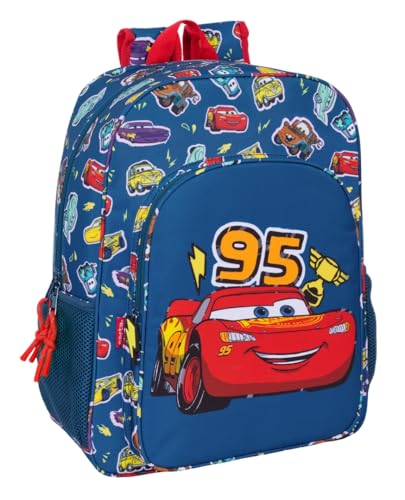 Safta Cars Racing - Zaino scuola bambino, zaino bambino, zaino per bambini, adattabile al carrello, ideale per bambini in età scolastica, comodo e versatile, qualità e resistenza, 33 x 14 x 42 cm, Blu