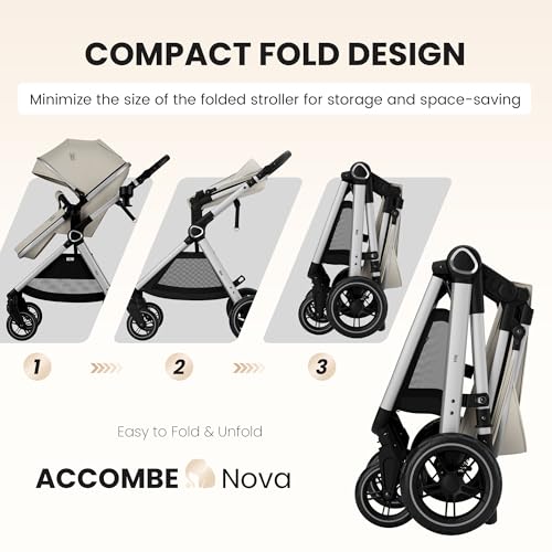 Image of Accombe 2-in-1 Convertible Baby Stroller for Newborn to Toddler | Skin-Friendly Breathable Fabric, All-Terrain Wheels for Smooth Ride, Adjustable Canopy with UPF50+ Protection