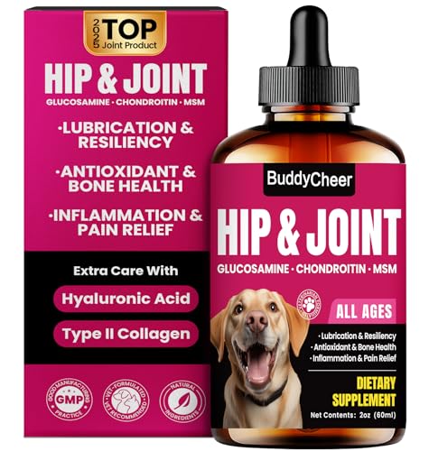 Glucosamine for Dogs, Liquid Hip and Joint Supplement, Chondroitin Drops for Dogs, Joint Drops for Dog, Dog Supplement for Mobility Pain Relief - 60ml