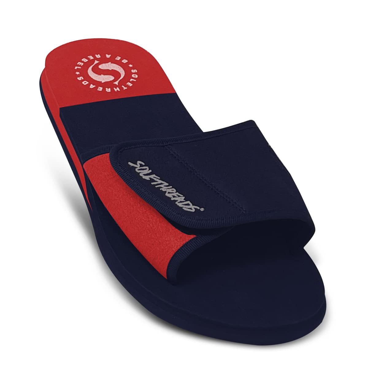 Velcro Slides Oxgn Slippers SOLETHREADS Freeway Slides Velcro Adjustable  Strap Cushioned Footbed Comfy Slippers Flip Flops