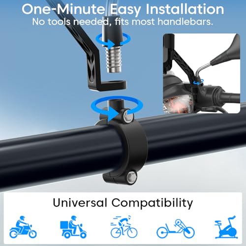 Image of Sounce RideLock Mirror Mount Mobile Holder for Bike, Scooty & Cycle, One-Click Lock Phone Holder with 360 Rotation, Secure Grip Phone Mount for GPS Navigation & Maps - Black