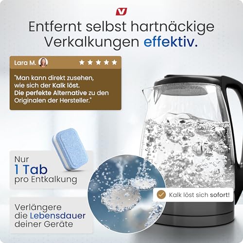 3-in-1 Entkalkungstabletten für Kaffeevollautomaten & Kaffeemaschinen (55 Stück) - Entkalkungs-Tabs für Delonghi, Siemens EQ-Serie, Jura, Krups, Bosch, Miele, Melitta, Tassimo, WMF