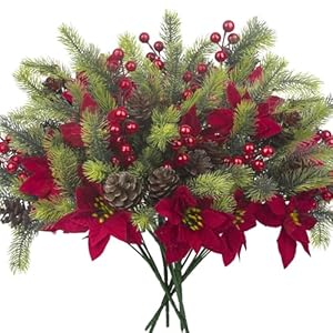 8PCS Artificial Flowers Bouquet Christmas Floral Pine Cones Red Fake Berry Picks Stems Holly Holiday Floral Picks for Xmas Tree Party Decoration DIY Indoor Table Centerpieces 8PCS Artificial Flowers Bouquet Christmas Floral Pine Cones Red Fake Berry Picks Stems Holly Holiday Floral Picks for Xmas Tree Party Decoration DIY Indoor Table Centerpieces