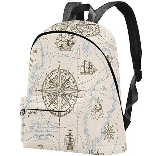 Preisvergleich Produktbild Kompass und Karte Bag Teens Student Bookbag Leichte Umhängetaschen Reiserucksack Tägliche Rucksäcke