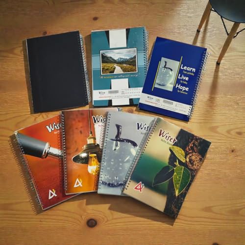 Image of A4 Spiral Notebook Set, Pack-4, 200 Pages Each, White Ring Binding, Plain /Unruled, 75 GSM Chlorine-Free Paper, 200 Total Pages