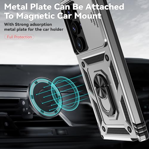 Coque Samsung S24 Ultra argent avec protège-caméra et béquille