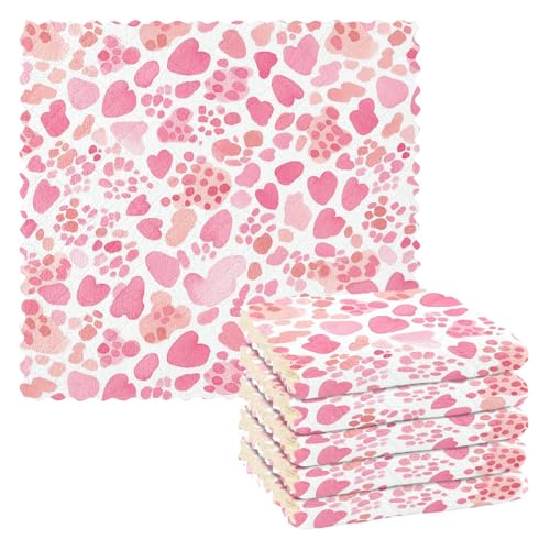 FRODOTGV Lot de 6 chiffons de nettoyage réutilisables en microfibre Motif léopard Rose 27,9 x 27,9 cm