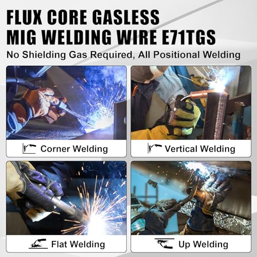 HIZONE 100A 110V Handheld Gasless Flux Core MIG Welder Machine & E71T-GS .035inch-2lb Flux Core MIG Welding Wire